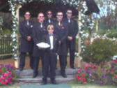 Nathan and groomsmen 
            waiting for Amie
